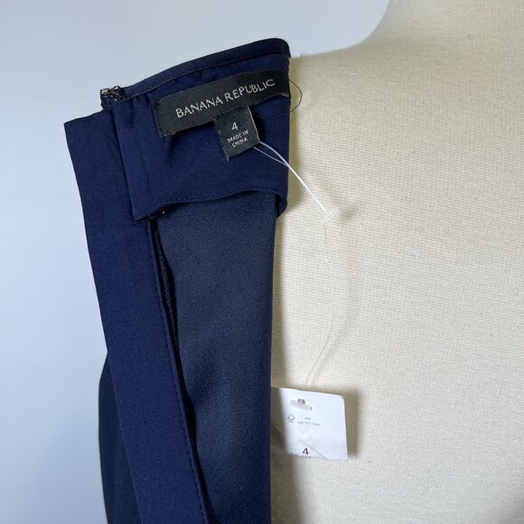 Banana Republic Navy Blue Crepe Keyhole Swing Mini Dress Size 4 NWT Office Party - Picture 7 of 8
